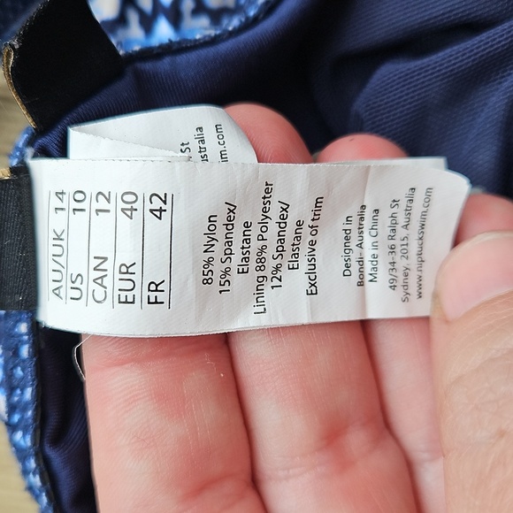 Niptuck Swim Blue White Mosaic Patterned One-Piece Swimsuit 10 - Picture 4 of 9